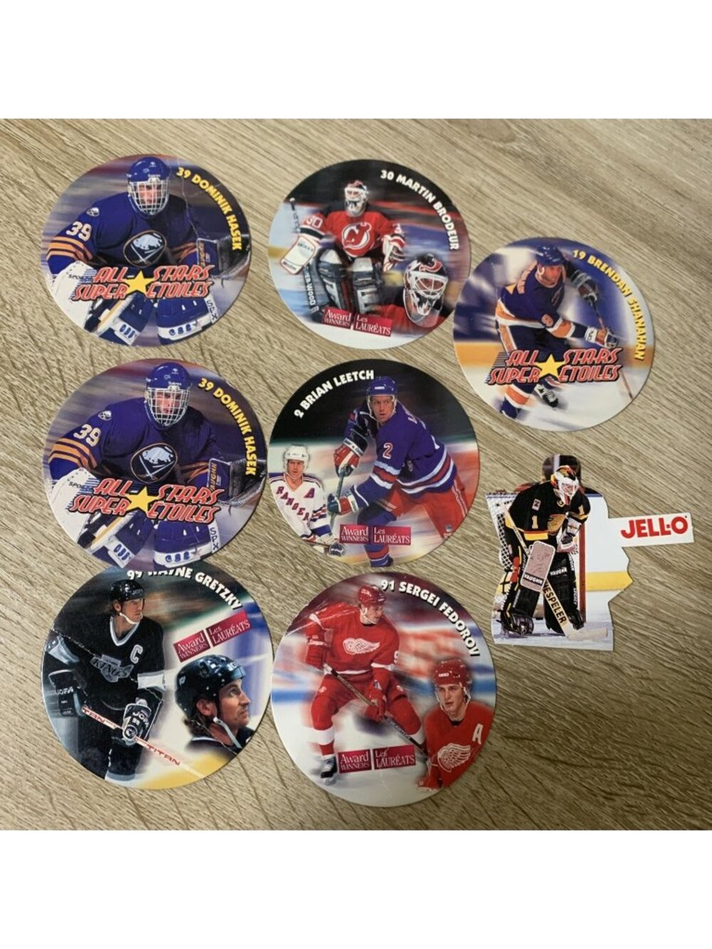 1994-95 Kraft Jell-O Hockey Disc & Cutout Lot Gretzky Brodeur Fedorov Hasek 8pc
